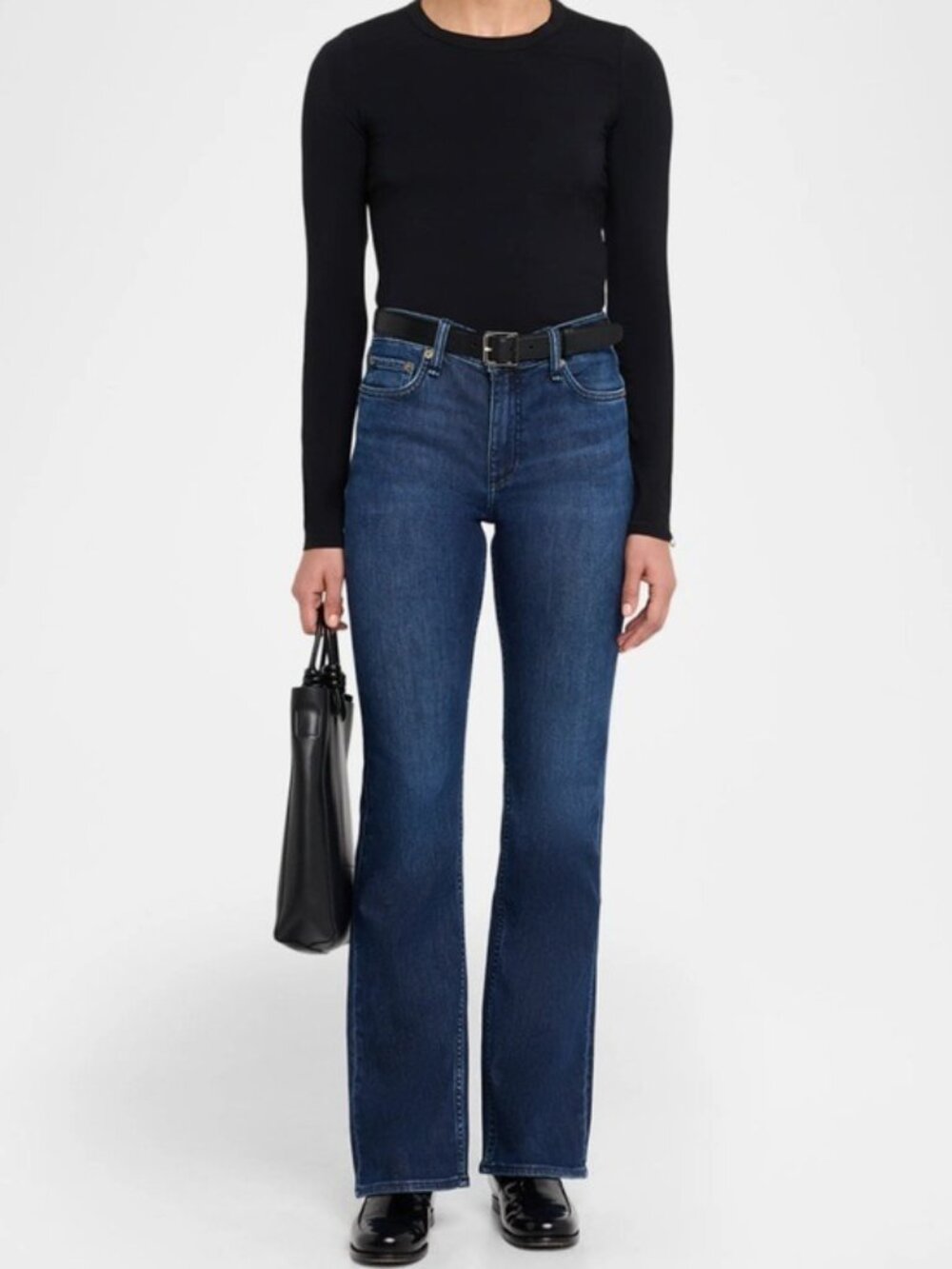 Rag & Bone Mid Rise Bootcut Jean Preppy Essential Dark Wash Contemporary Stretch